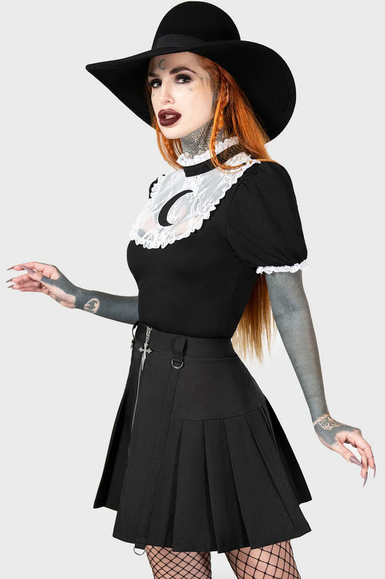 Killstar Wish Upon A Moon Top Lace and Crescent Moon Detail