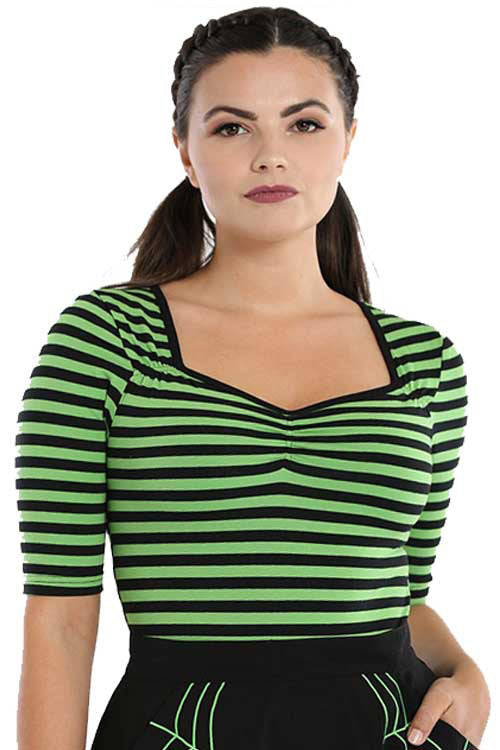 Hell Bunny Warlock Top in Green and Black