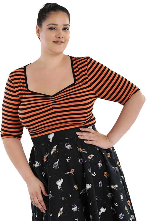 Hell Bunny Warlock Top in Orange and Black