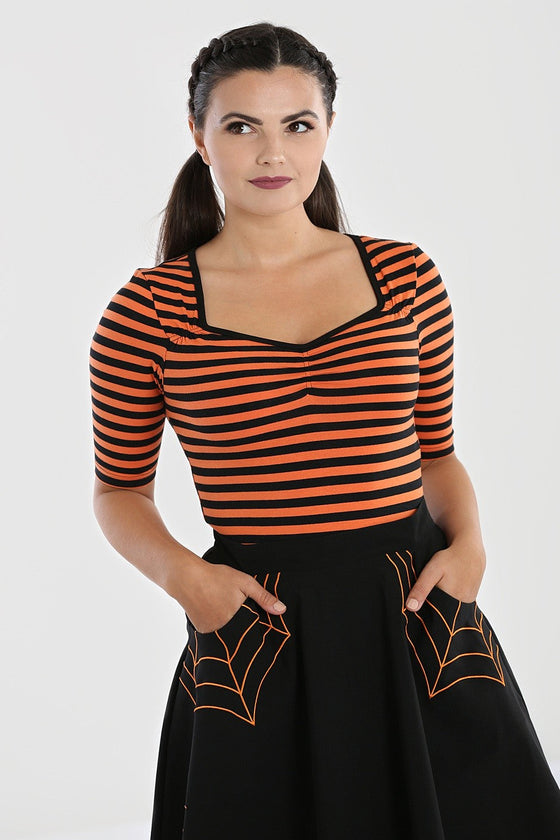 Hell Bunny Warlock Top in Orange and Black