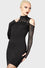 Killstar Zazzel Long Sleeve Dress with Safety Pins and Mesh Bodycon