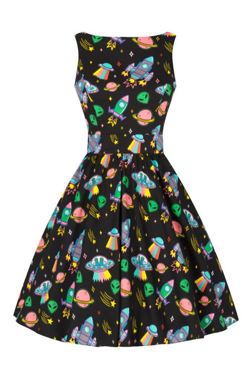 Lady Vintage Tea Dress in UFO Attack!