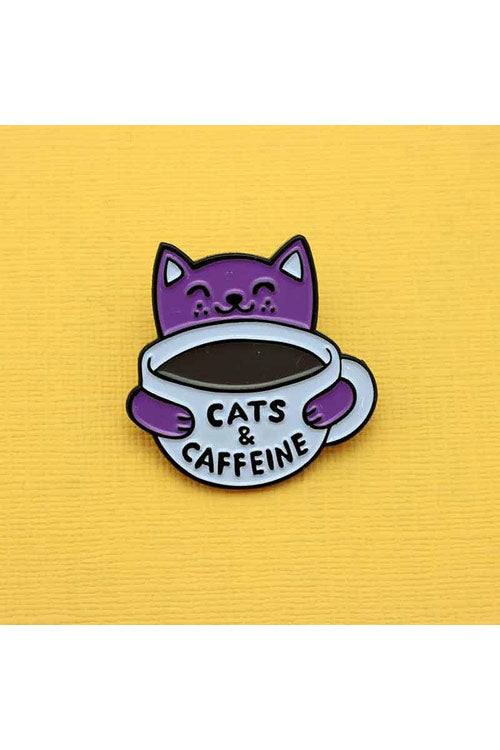 Punky Pins Cats and Caffeine Enamel Pin