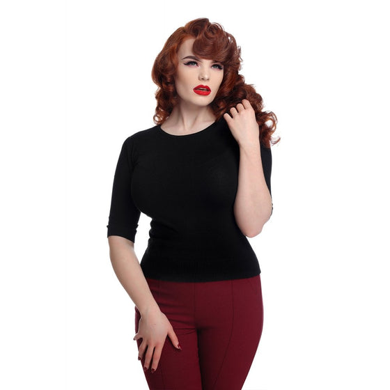Collectif Chrissie Plain Knit Top in Black