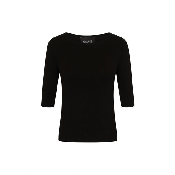 Collectif Chrissie Plain Knit Top in Black