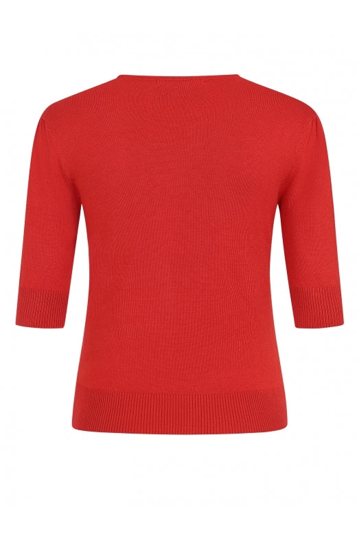 Collectif Chrissie Witches Garden Knit Top in Red