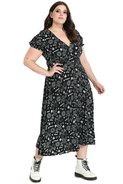Hell Bunny Hello Goodbye Dress Maxi Ouija Halloween Print