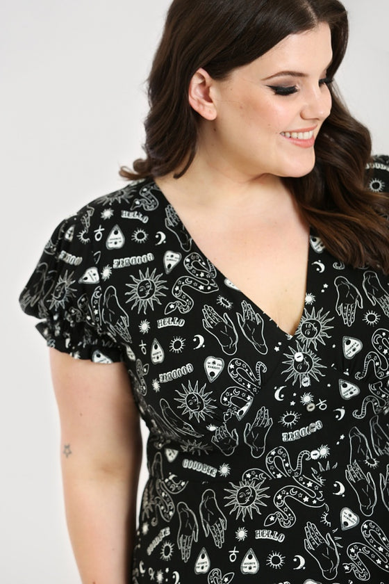 Hell Bunny Hello Goodbye Dress Maxi Ouija Halloween Print