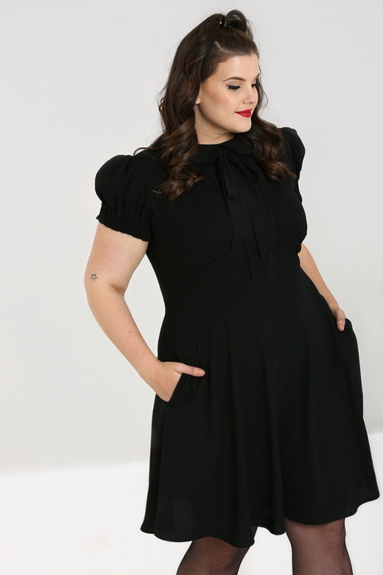 Hell Bunny Catherine Mid Dress in Classic Black