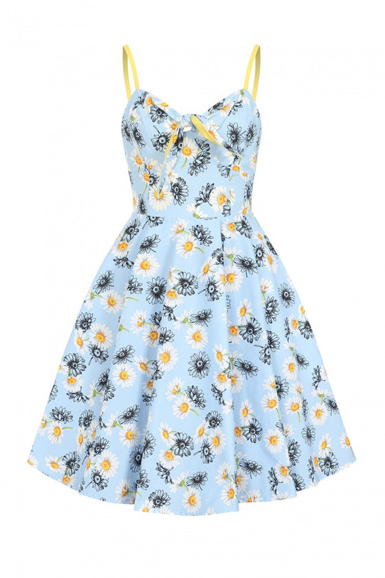 Hell Bunny Daisy Mid Dress Floral Light Blue