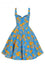 Hell Bunny Valencia 50's Dress Orange Print on Blue