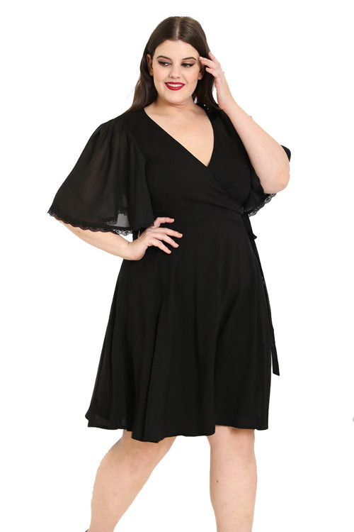 Hell Bunny Liara Dress Flowy Gothic Wrap Around