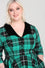 Hell Bunny Beryl Mid Dress 3/4 Sleeves Black and Green Tartan