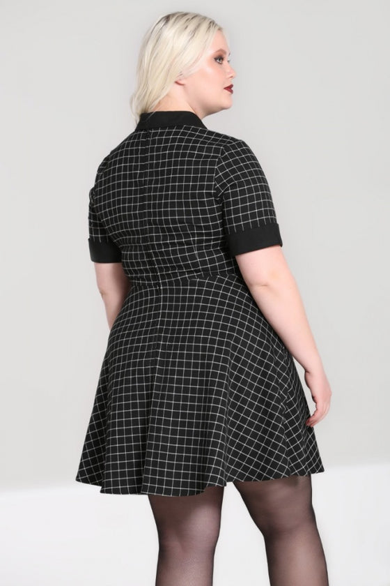 Hell Bunny Tate Mini Dress with Check and Piercing Details Grunge
