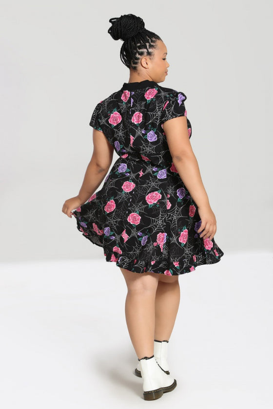 Hell Bunny Eloise Mini Dress Floral Print with Webs