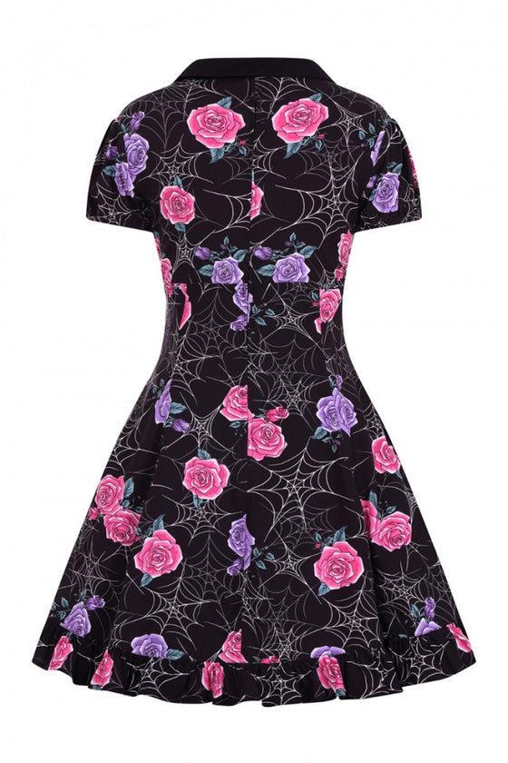 Hell Bunny Eloise Mini Dress Floral Print with Webs
