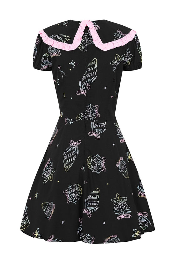 Hell Bunny Merry Mini Dress Statement Collar Christmas