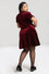 Hell Bunny Caroline Dress Burgundy Velvet with Statement Lace Yolk