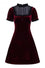 Hell Bunny Caroline Dress Burgundy Velvet with Statement Lace Yolk