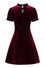 Hell Bunny Caroline Dress Burgundy Velvet with Statement Lace Yolk
