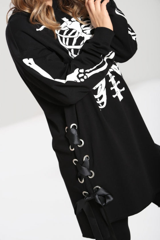 Hell Bunny Skeleton Oversized Hoodie Dress Loungewear Collection