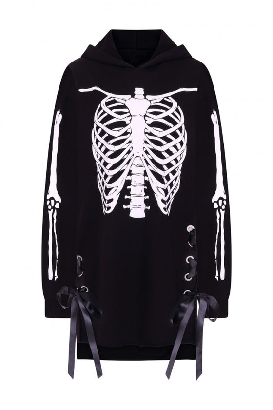 Hell Bunny Skeleton Oversized Hoodie Dress Loungewear Collection