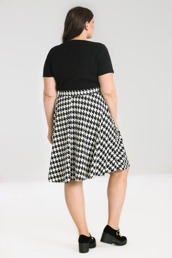 Hell Bunny Blake Skirt Houndstooth Button Feature