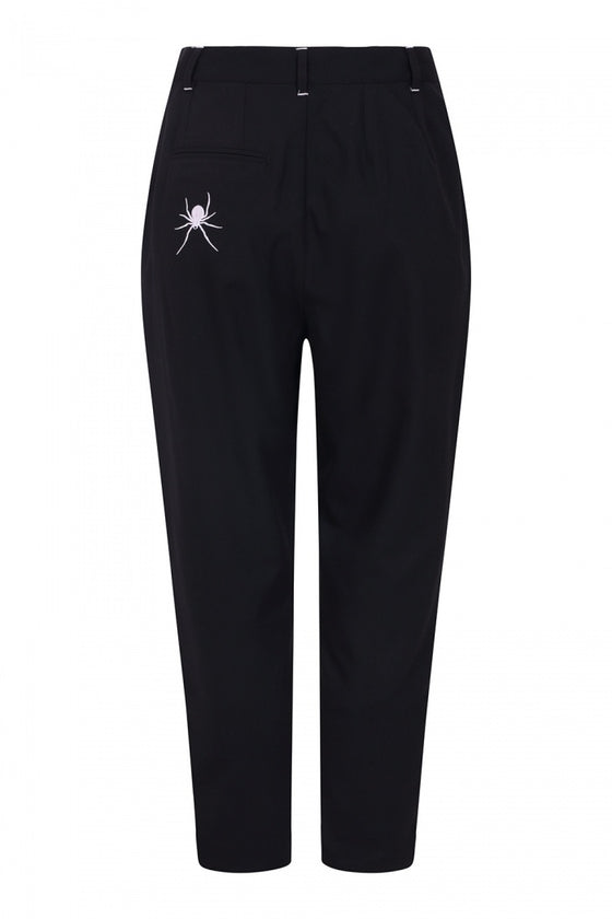 Hell Bunny Miss Muffet Trousers with Spider Embroidery and Details