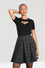 Hell Bunny Gail Skater Mid Skirt Black and Grey Tartan