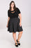 Hell Bunny Gail Skater Mid Skirt Black and Grey Tartan