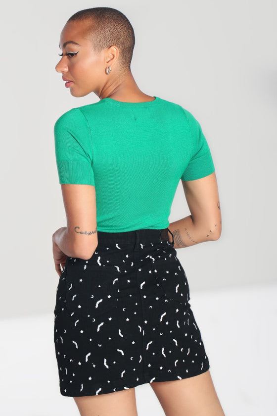 Hell Bunny Bat Knitted Top in Green