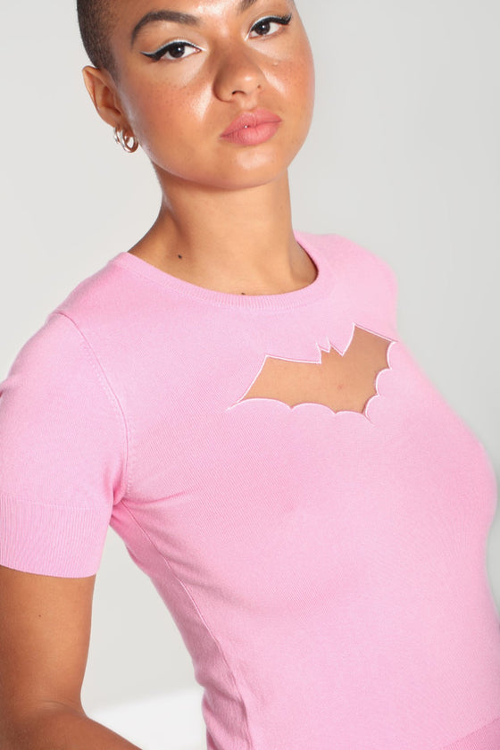Hell Bunny Bat Knitted Top in Pink