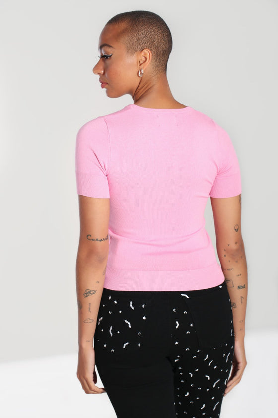 Hell Bunny Bat Knitted Top in Pink