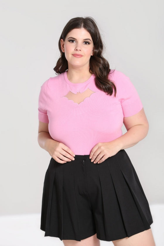 Hell Bunny Bat Knitted Top in Pink