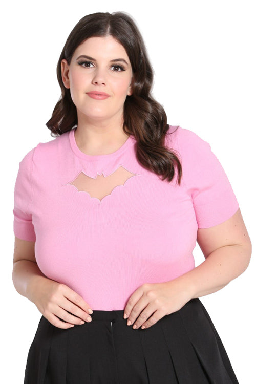Hell Bunny Bat Knitted Top in Pink