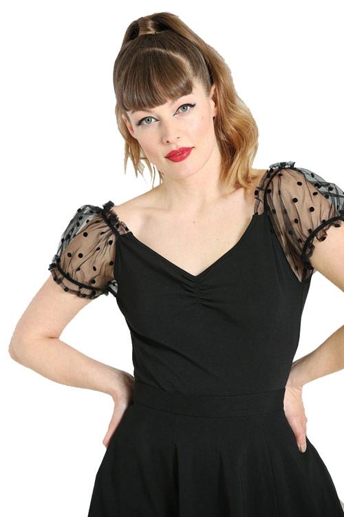 Hell Bunny Amandine Top in Black