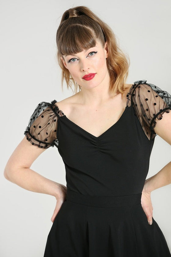 Hell Bunny Amandine Top in Black