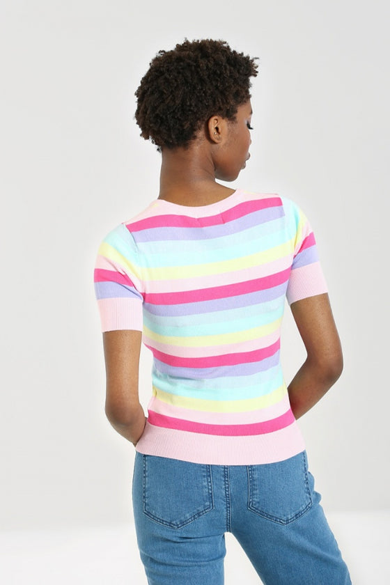 Hell Bunny Love Heart Top in Rainbow Colours