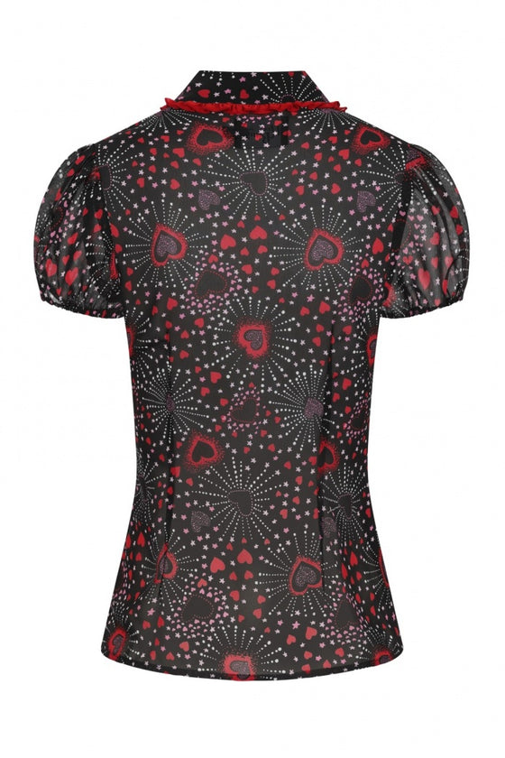 Hell Bunny Perry Blouse Fireworks and Hearts