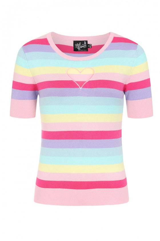Hell Bunny Love Heart Top in Rainbow Colours