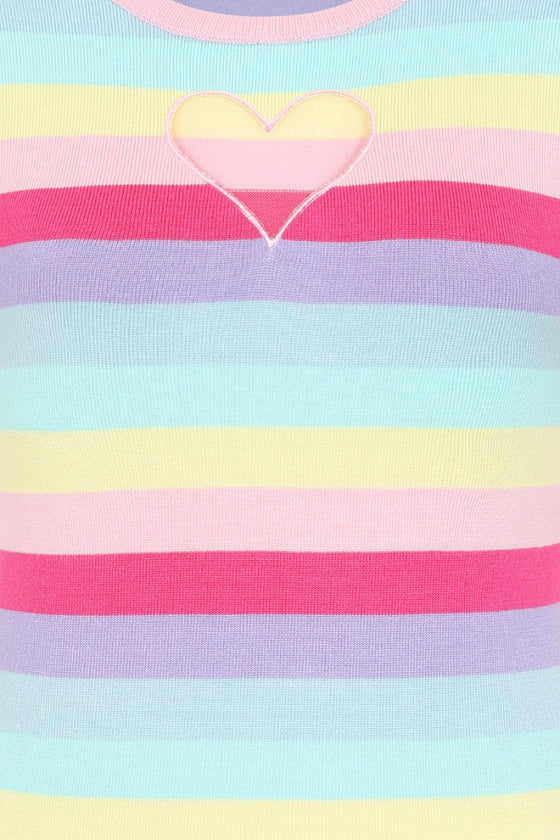 Hell Bunny Love Heart Top in Rainbow Colours