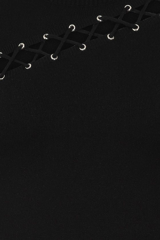 Hell Bunny Piper Top with statement lacing and eyelets