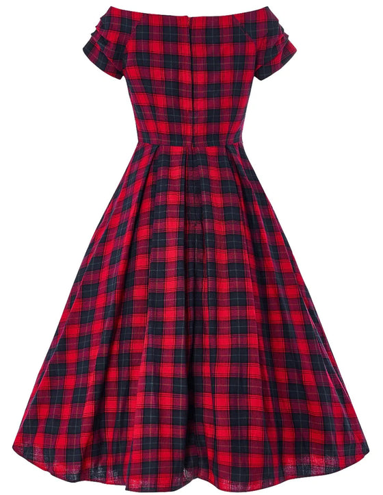 Dolly & Dotty Lily Swing Dress in Red Tartan Christmas